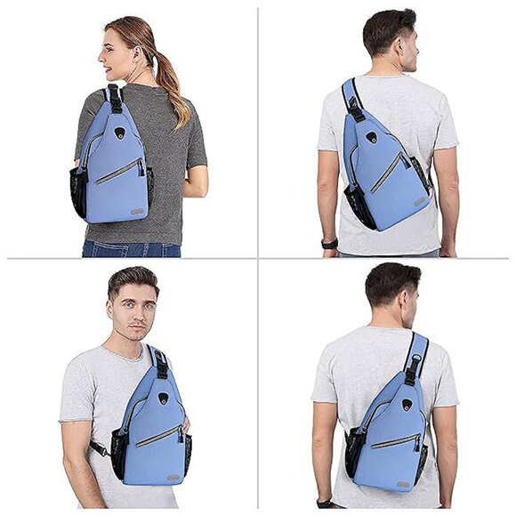 Sling Backpack, Multipurpose Crossbody Shoulder Bag Travel Hiking Airy Blue - Picture 6 of 6